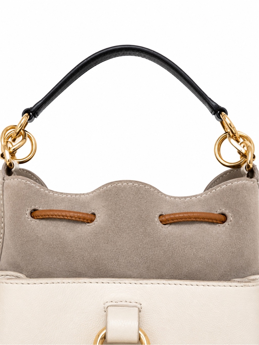 See By Chloé Leather Suede Bucket Bag Cream Taupe Brown Gold Hardware - Picture 3 of 16